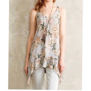 Anthro Maeve Magda Ruffle Tunic Floral Print